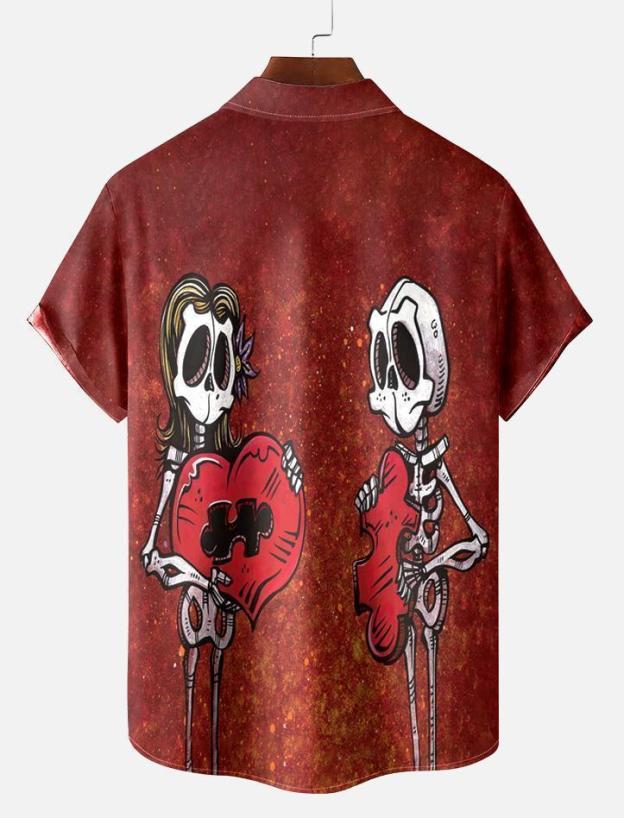 Men's Classic Day of the Dead Skull Graphic Short Sleeve Shirt