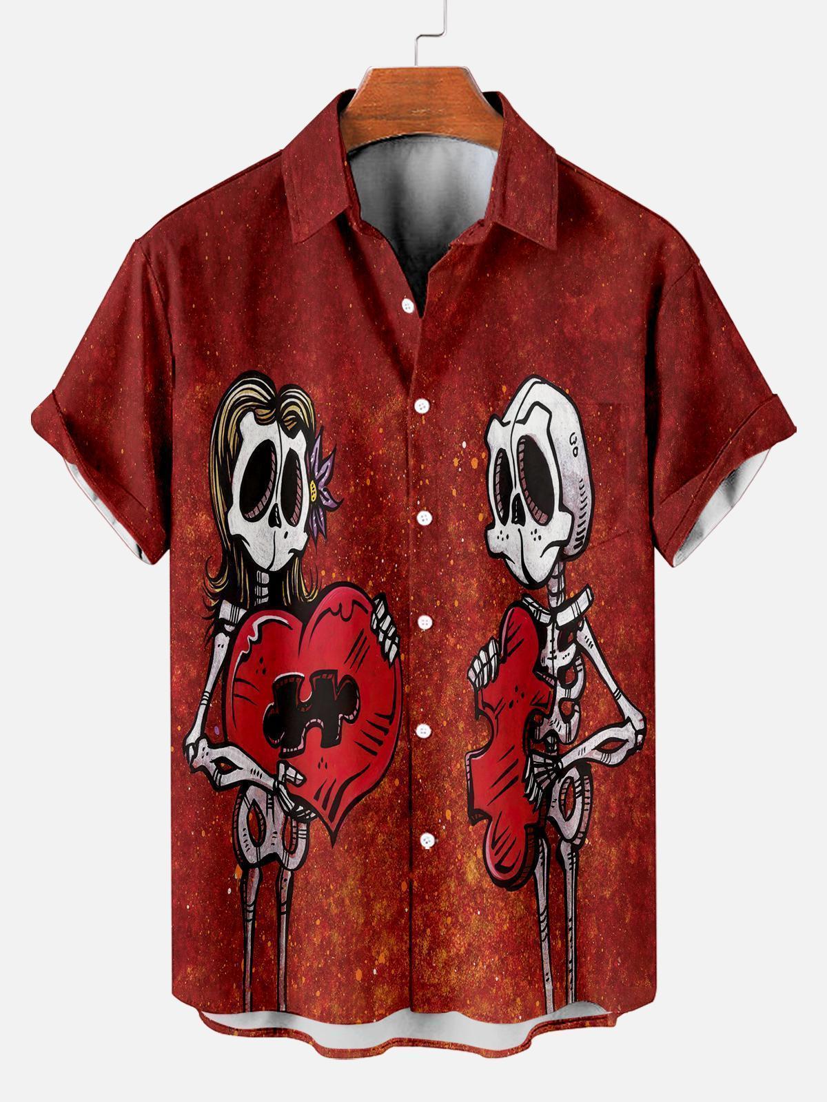 Men's Classic Day of the Dead Skull Graphic Short Sleeve Shirt
