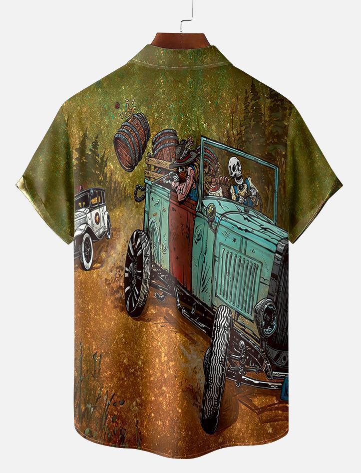 Men's Classic Day of the Dead Skull Graphic Short Sleeve Shirt