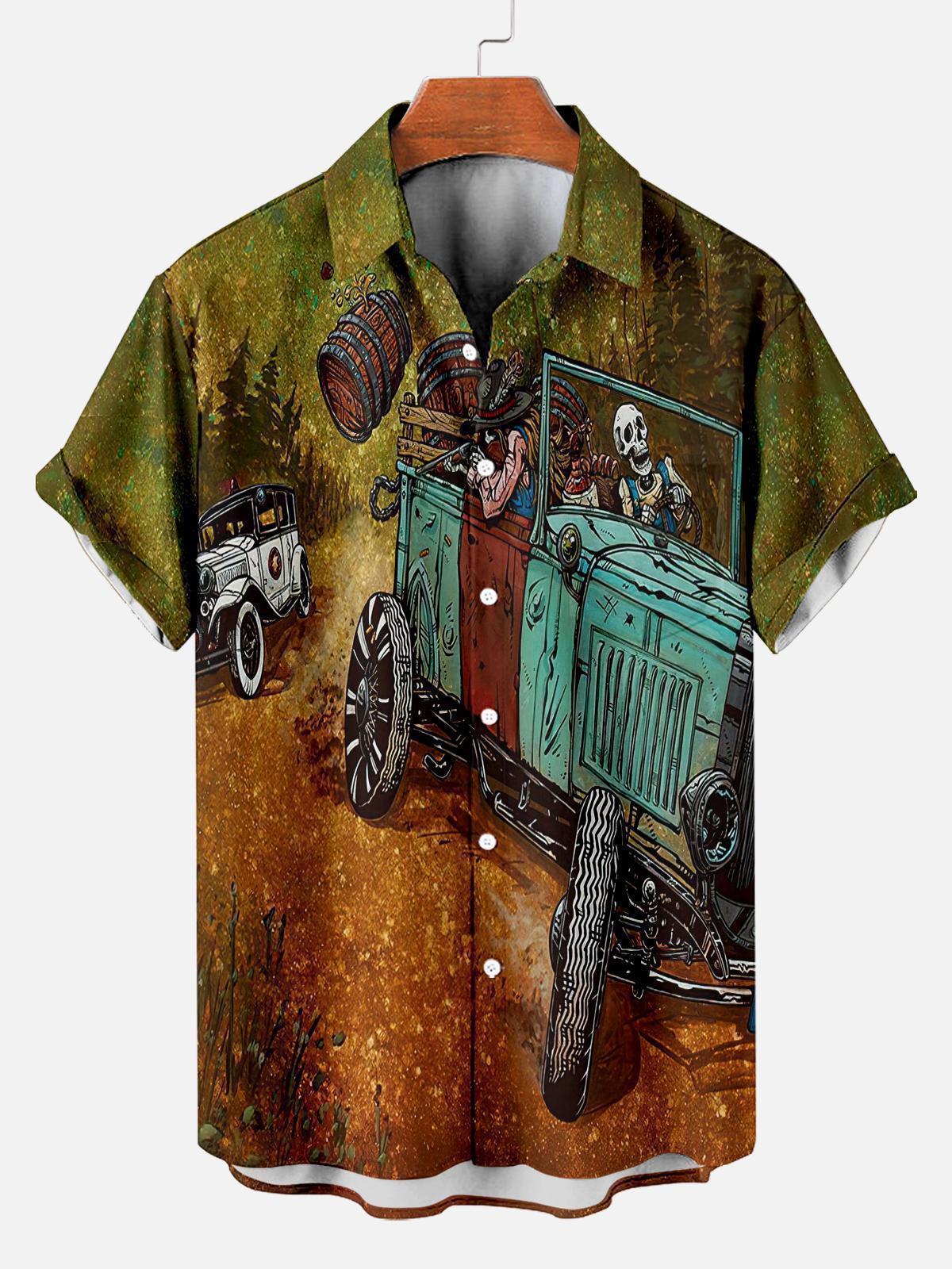 Men's Classic Day of the Dead Skull Graphic Short Sleeve Shirt