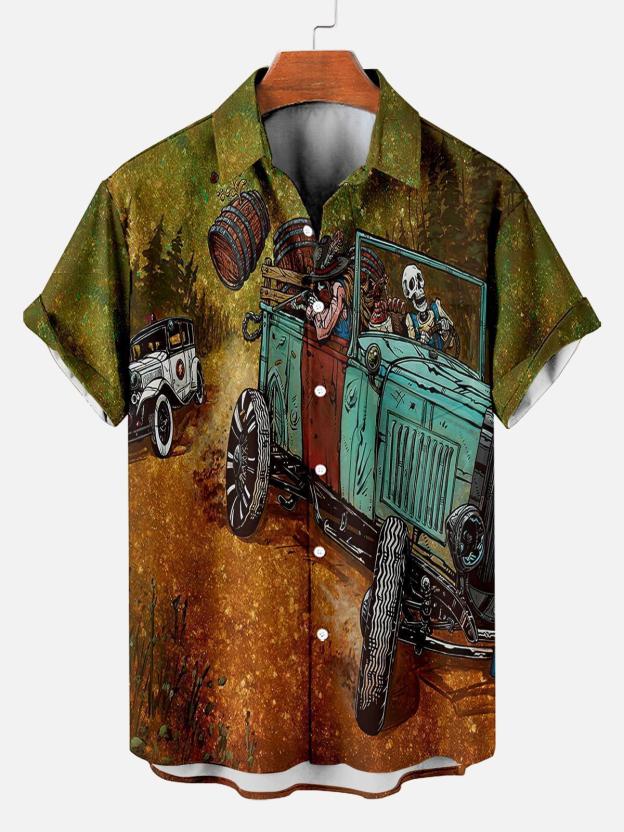 Men's Hawaiian Fun Little Yellow Duck Holiday Casual Short Sleeve Shir