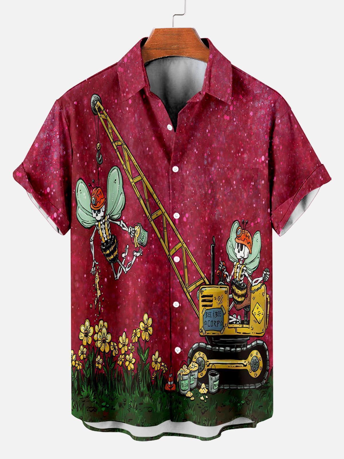 Men's Hawaiian Fun Little Yellow Duck Holiday Casual Short Sleeve Shir