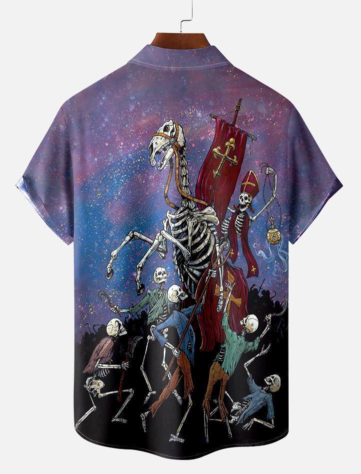 Men's Classic Day of the Dead Skull Graphic Short Sleeve Shirt