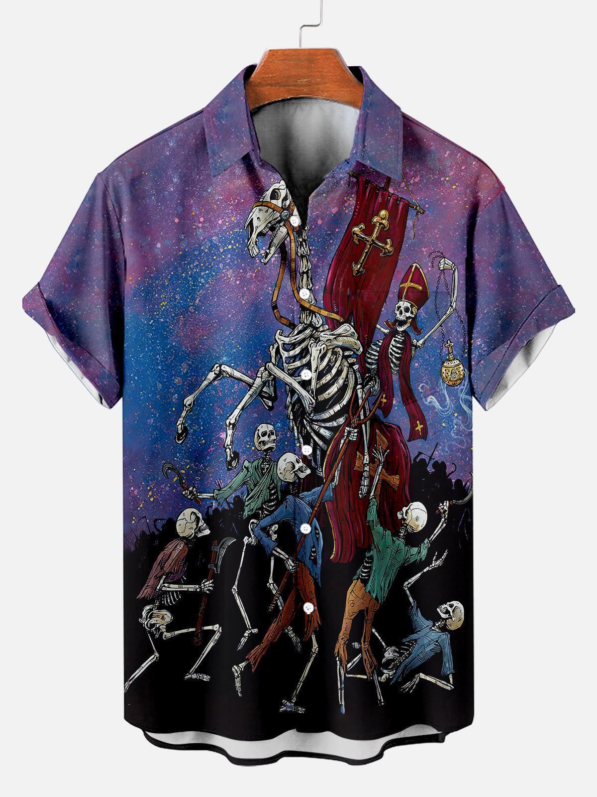 Men's Classic Day of the Dead Skull Graphic Short Sleeve Shirt