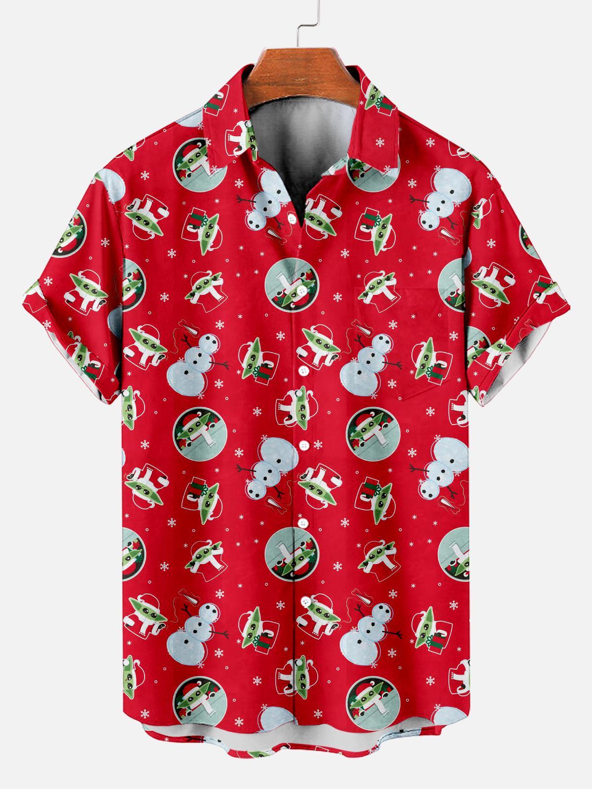 Men's Christmas Printed Short Sleeve Shirt