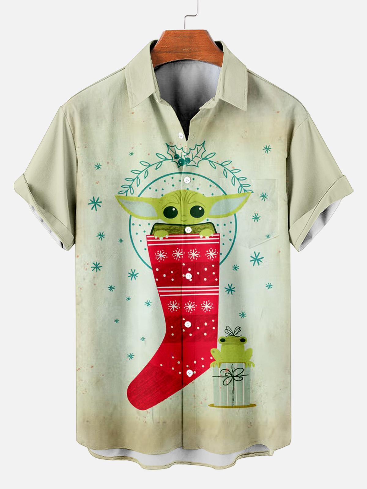 Men's Christmas Printed Short Sleeve Shirt
