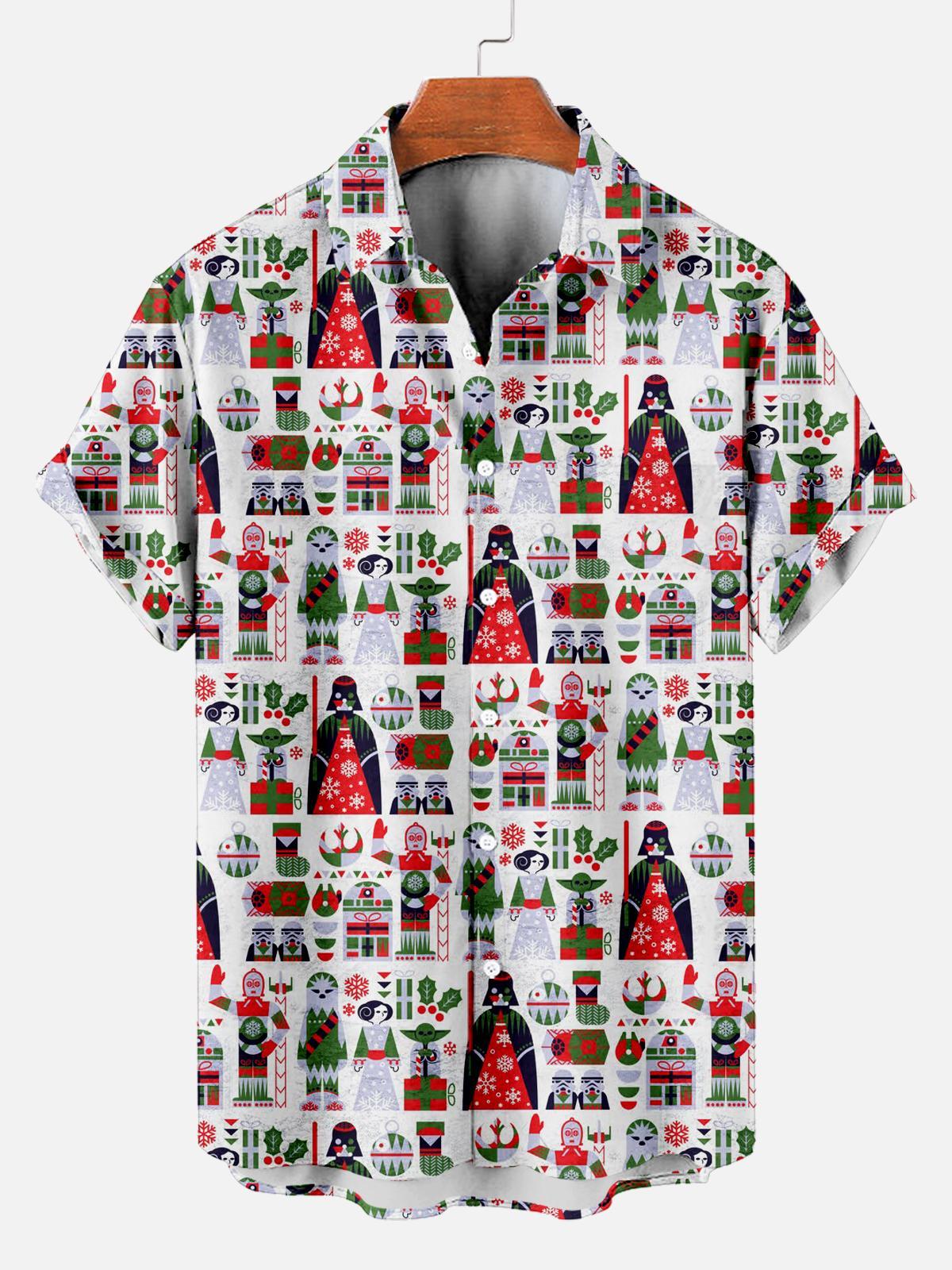 Men's Christmas Printed Short Sleeve Shirt