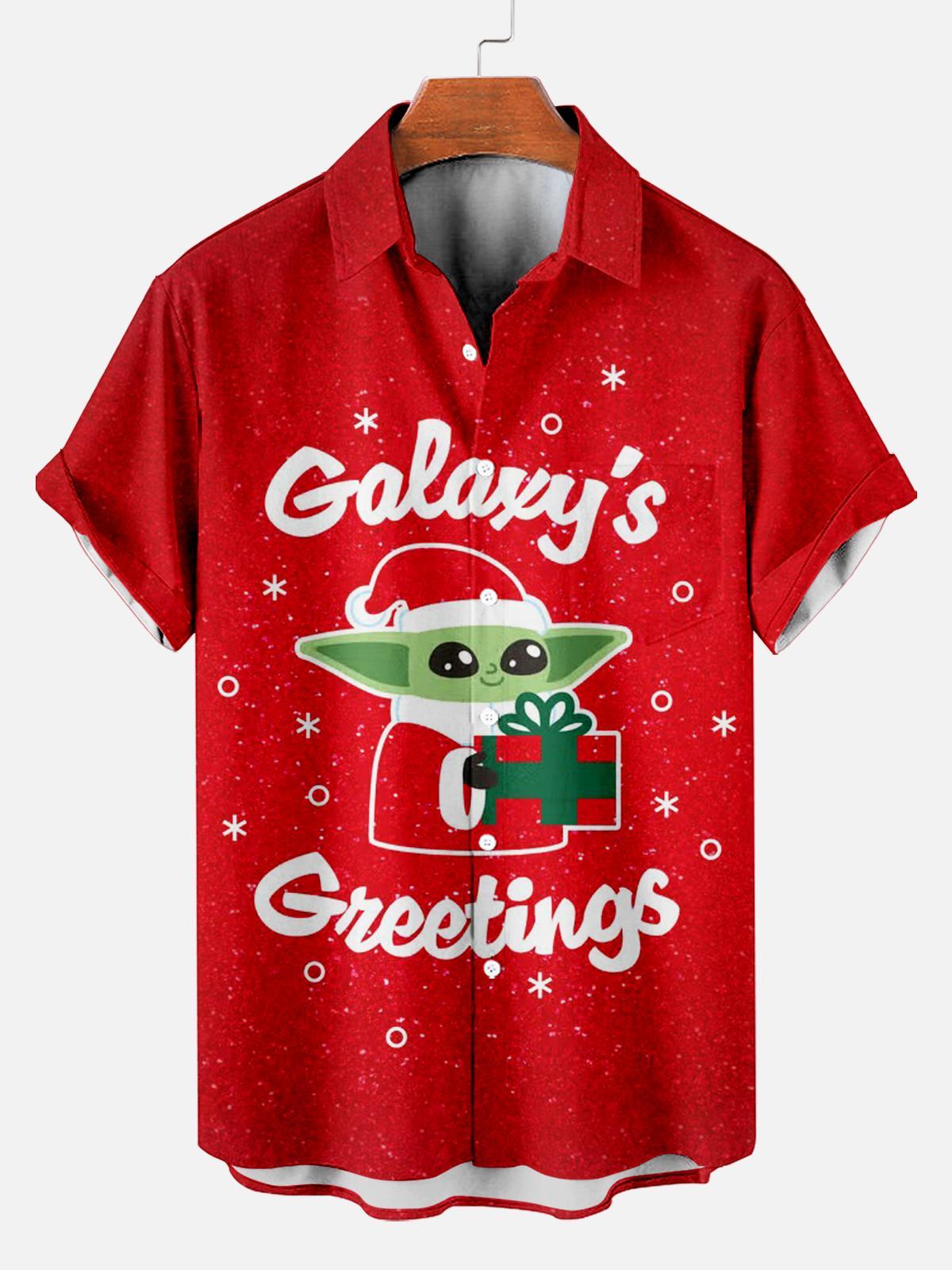 Men's Christmas Printed Short Sleeve Shirt