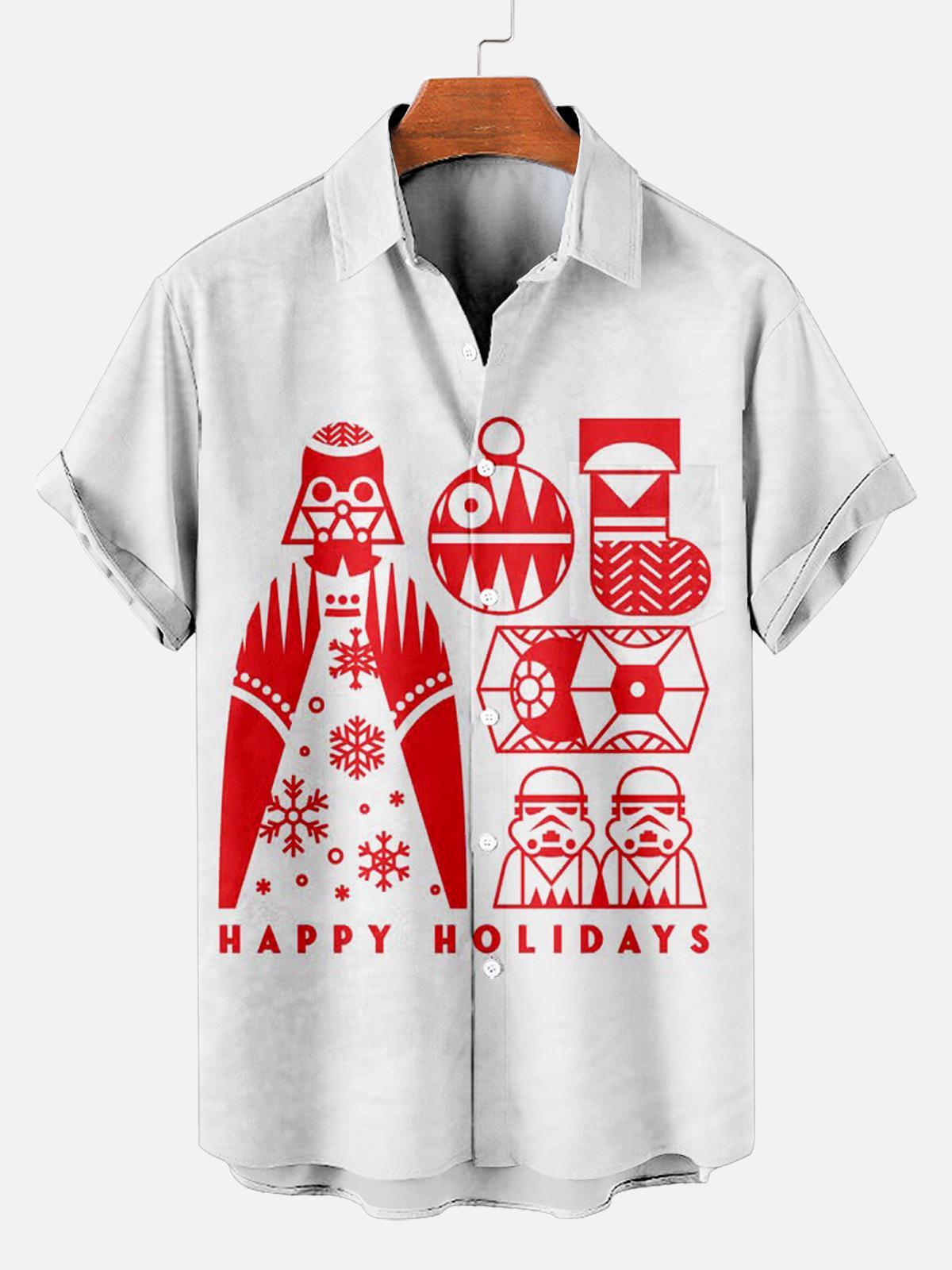 Men's Christmas Printed Short Sleeve Shirt