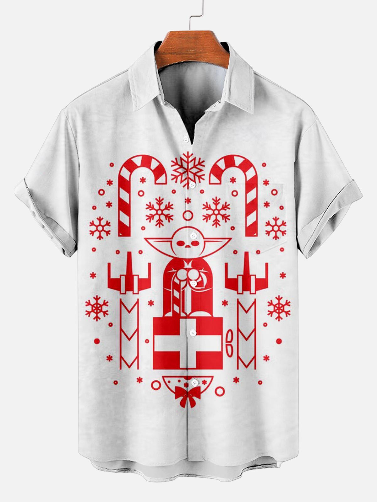 Men's Christmas Printed Short Sleeve Shirt
