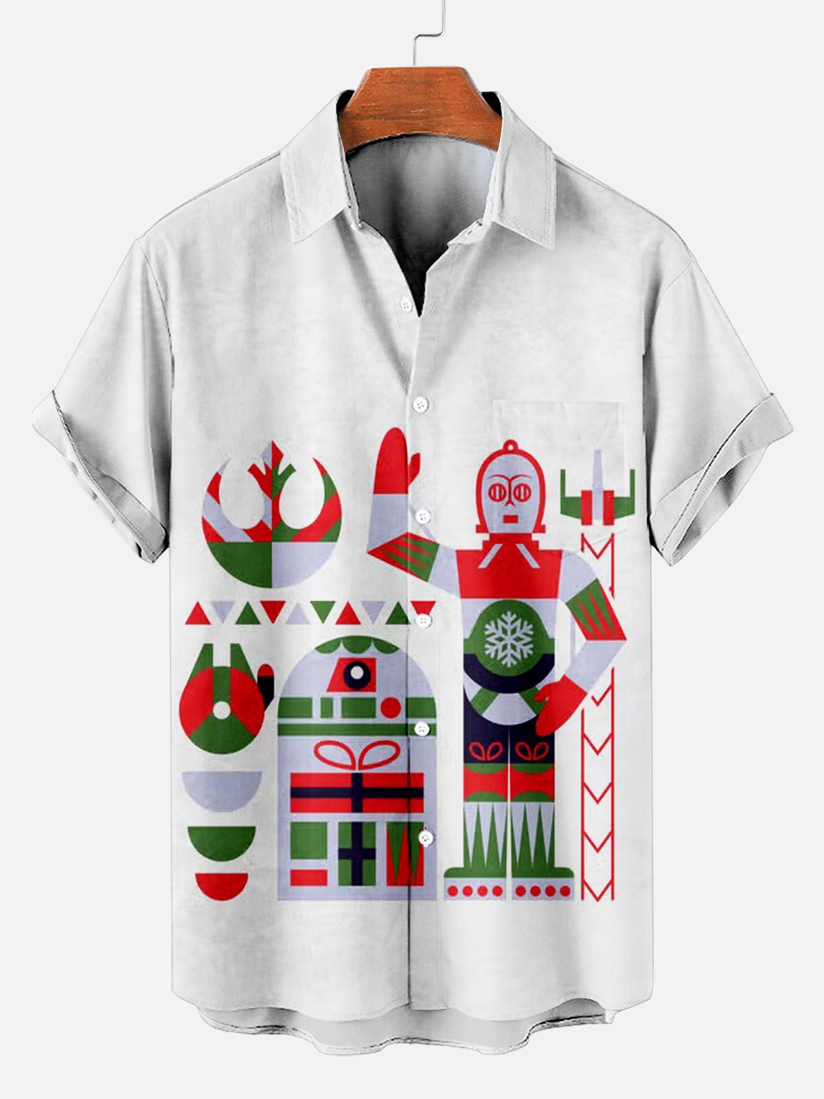 Men's Christmas Printed Short Sleeve Shirt