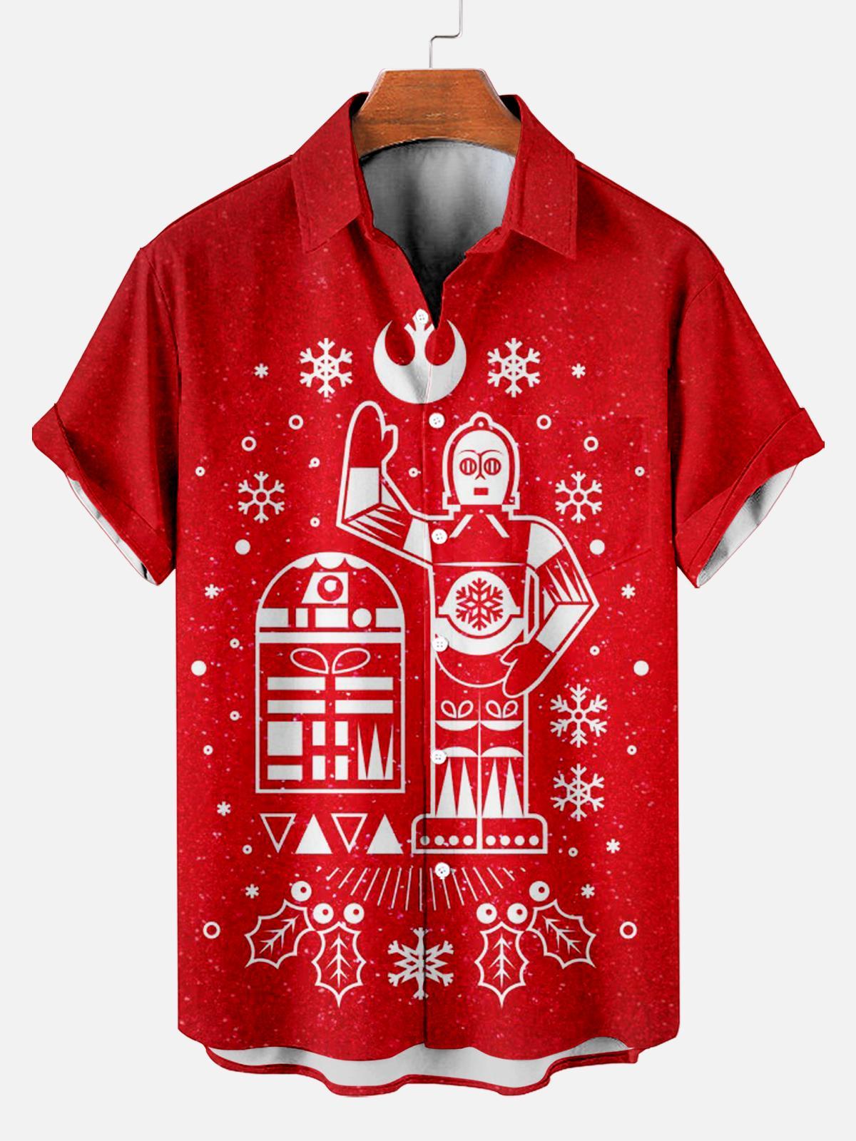 Men's Christmas Printed Short Sleeve Shirt