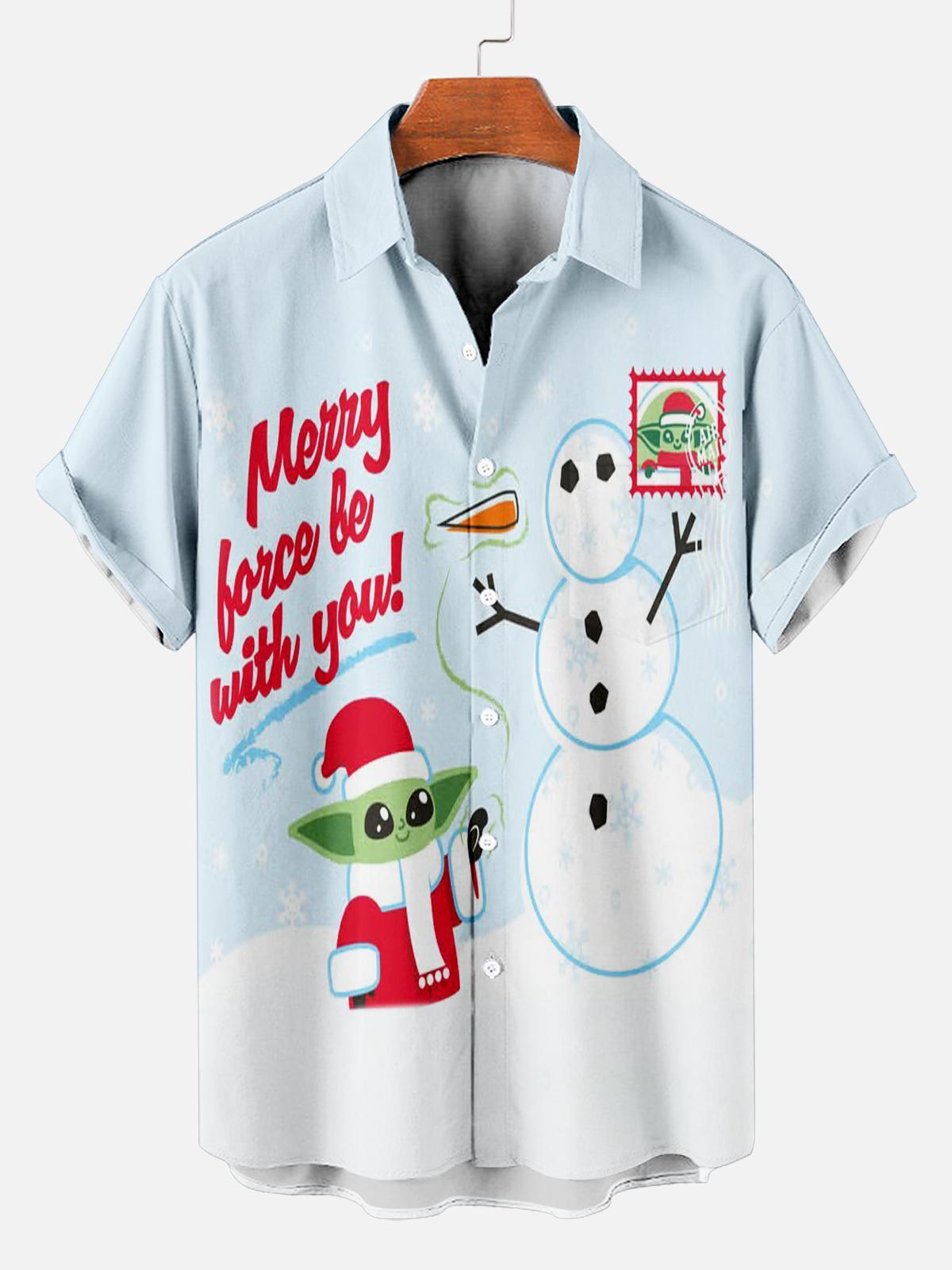 Men's Christmas Printed Short Sleeve Shirt