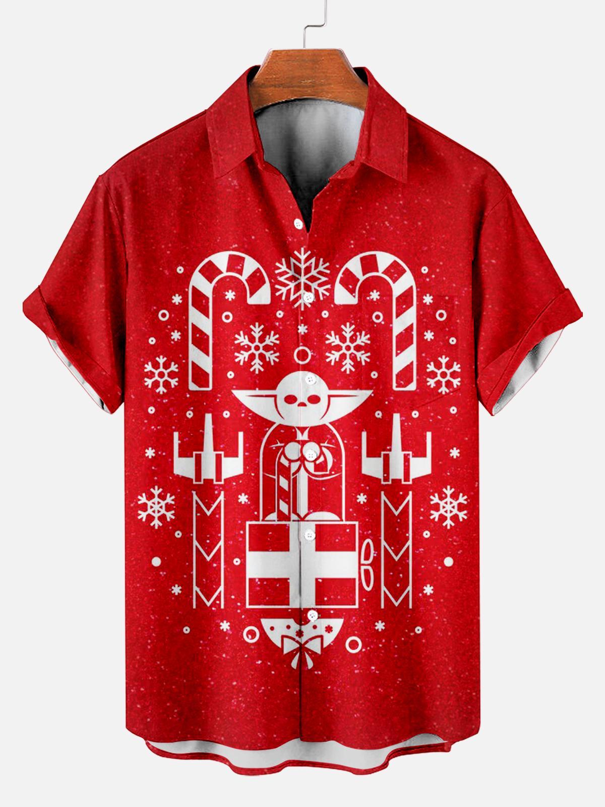 Men's Christmas Printed Short Sleeve Shirt