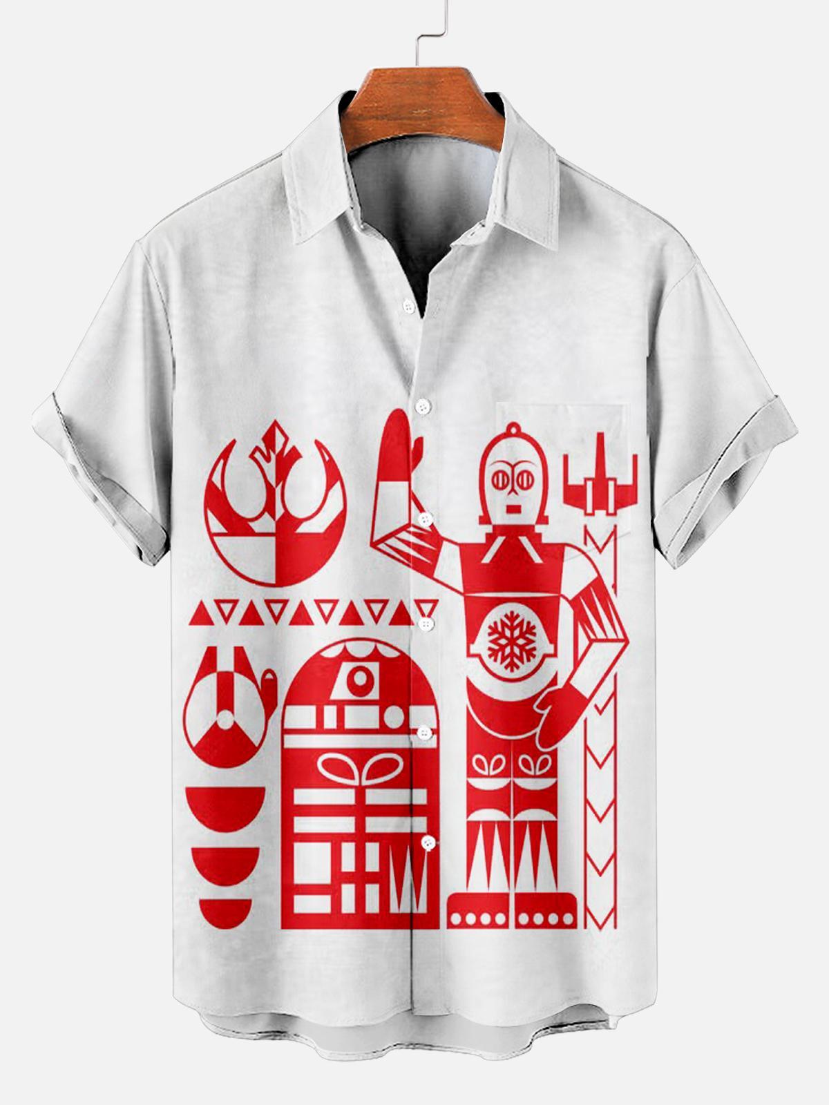 Men's Christmas Printed Short Sleeve Shirt