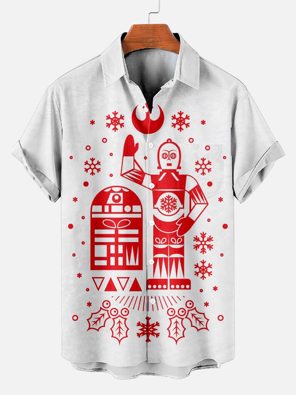 Men's Christmas Printed Short Sleeve Shirt