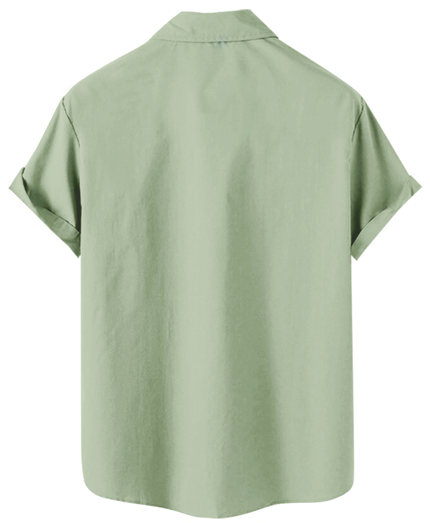 Men's Hawaiian Surfboard Button Down Shirt, Short Sleeve, Sage Green with Floral Print