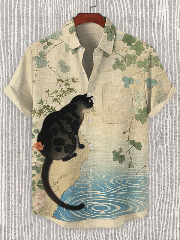animal graphic short sleeve shirt