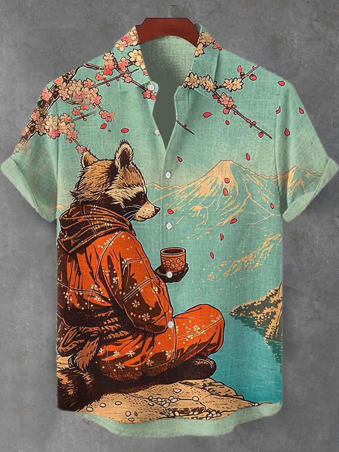 animal graphic short sleeve shirt