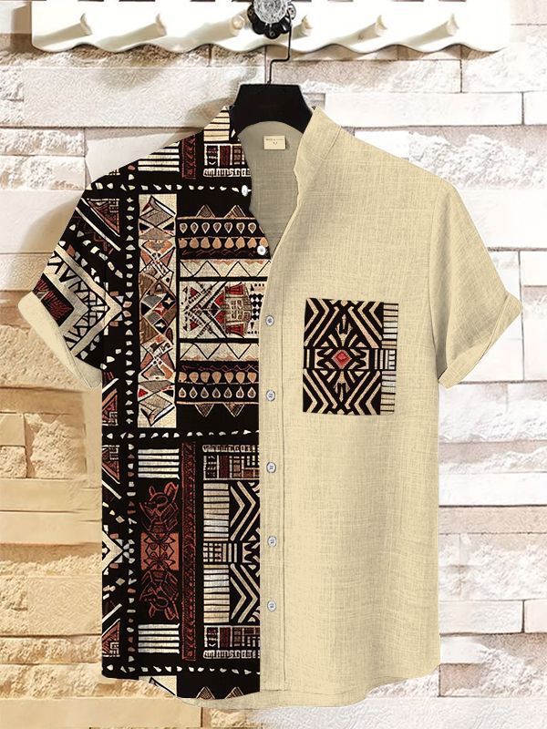 Men's Retro Ethnic Tribal Short Sleeve Shirt