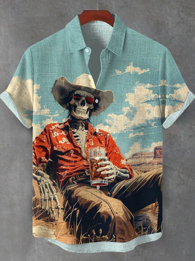 [Copy]Men's Vintage Witch Oil Painting Art Halloween Short Sleeve Shirt