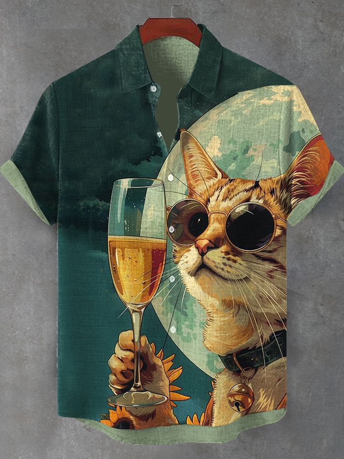 Men's Hawaiian Animal Print Short Sleeve Shirt