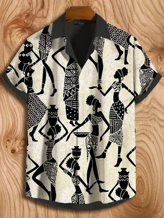 Men's Retro Ethnic Tribal Short Sleeve Shirt