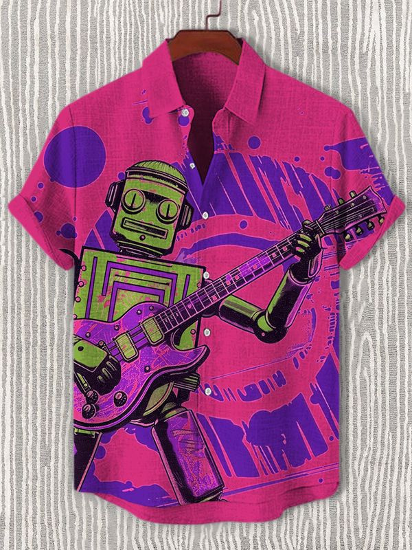 Stylish Blue Print Cotton Linen Shirt