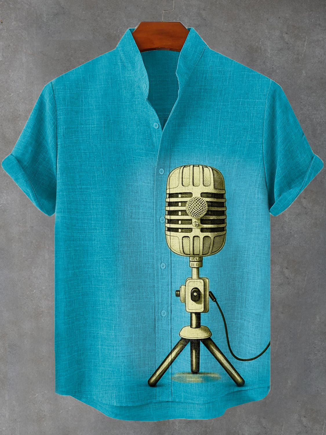 Stylish Blue Print Cotton Linen Shirt