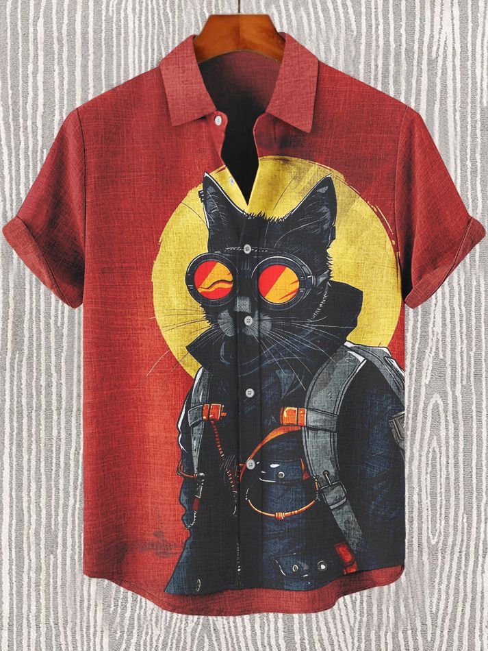 Retro Fashion Anthropomorphic Animal Short Sleeve Shirt