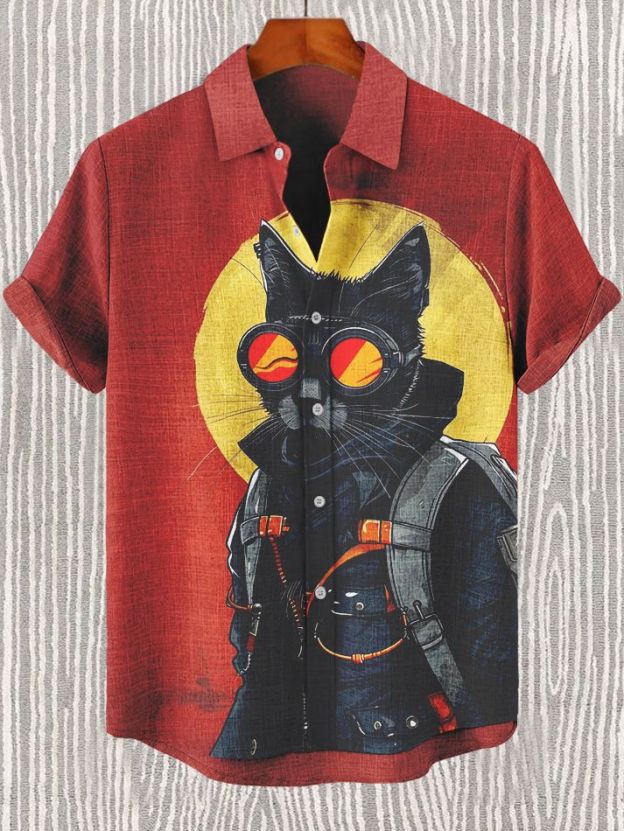 [Copy]Men's Vintage Witch Oil Painting Art Halloween Short Sleeve Shirt