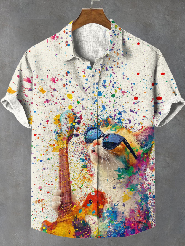 Men's Musical Art Casual Short Sleeve Shirt