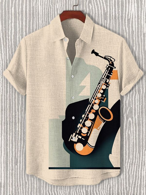 Men's Musical Art Casual Short Sleeve Shirt