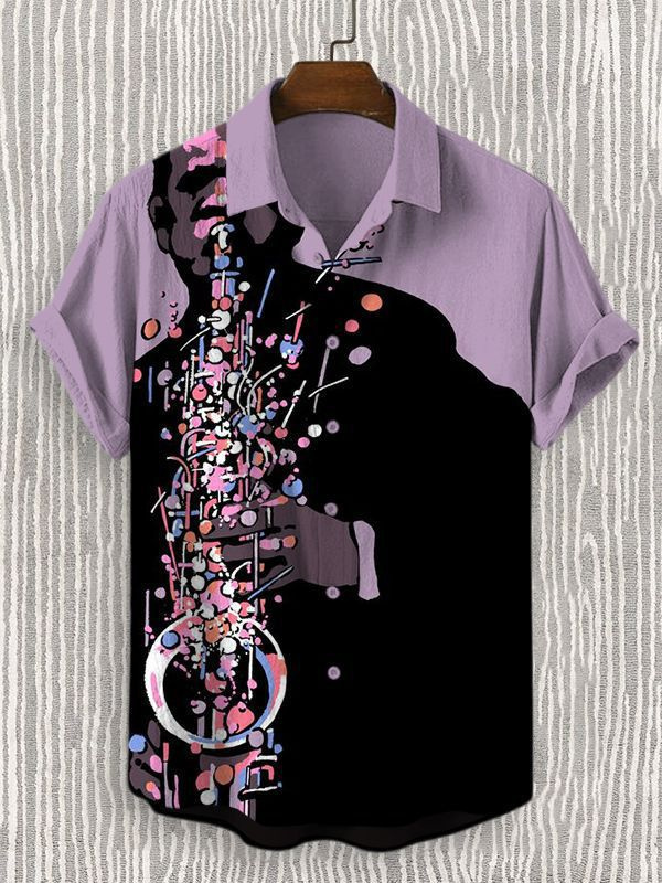 Stylish Blue Print Cotton Linen Shirt