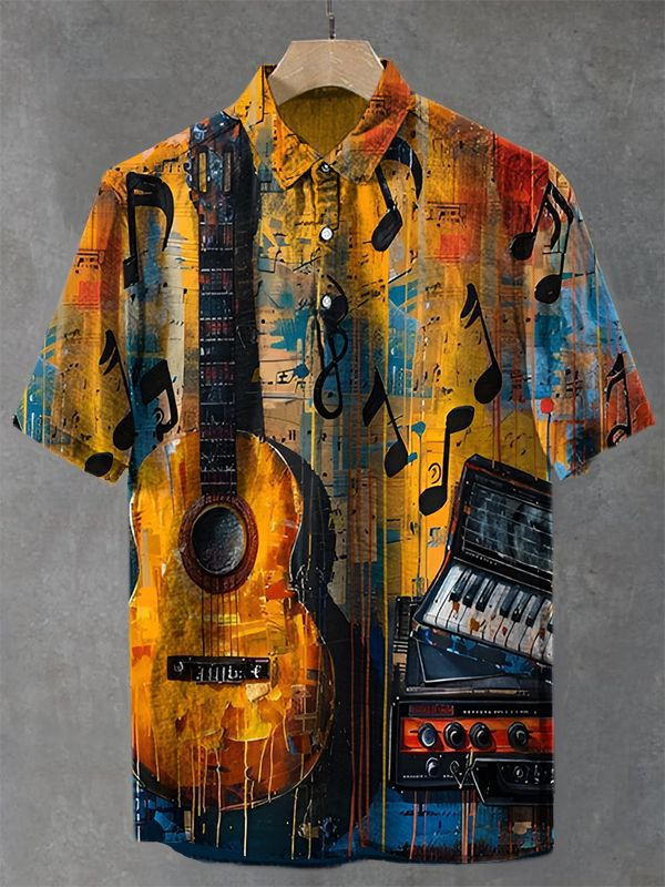 Men's Musical Art Casual Short Sleeve Shirt