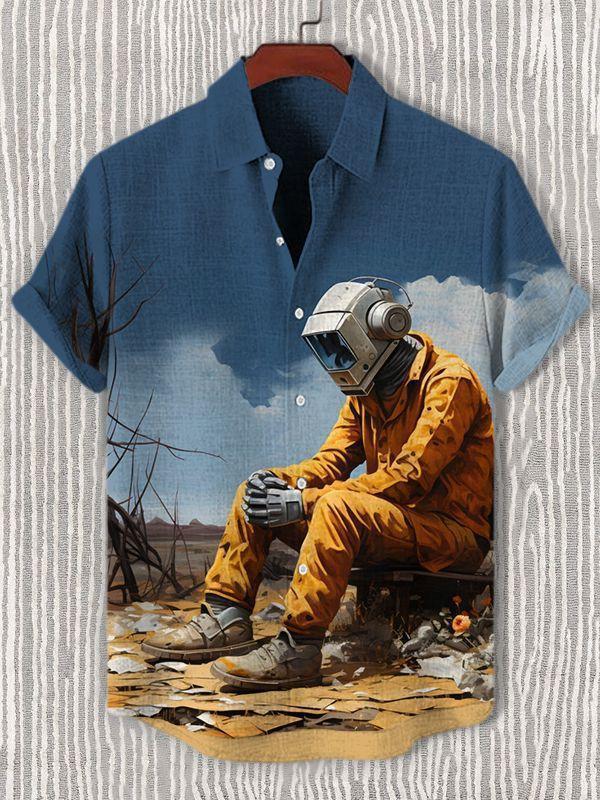 Men's Hawaiian Fun Little Yellow Duck Holiday Casual Short Sleeve Shir