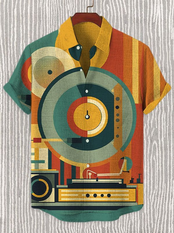 Men's Vintage Instrument Music Short Sleeve Shirt