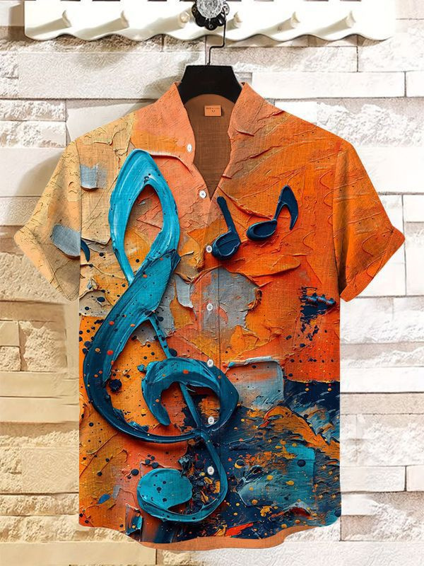 Stylish Blue Print Cotton Linen Shirt