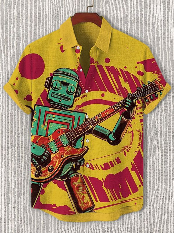 Men's Musical Art Casual Short Sleeve Shirt