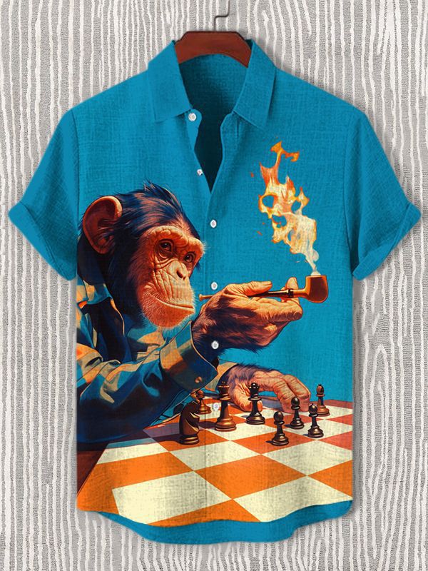 Retro Fashion Anthropomorphic Animal Short Sleeve Shirt