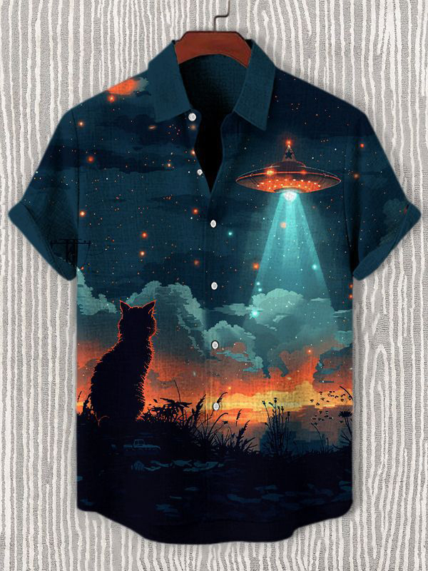 Men's Hawaiian Animal Print Short Sleeve Shirt
