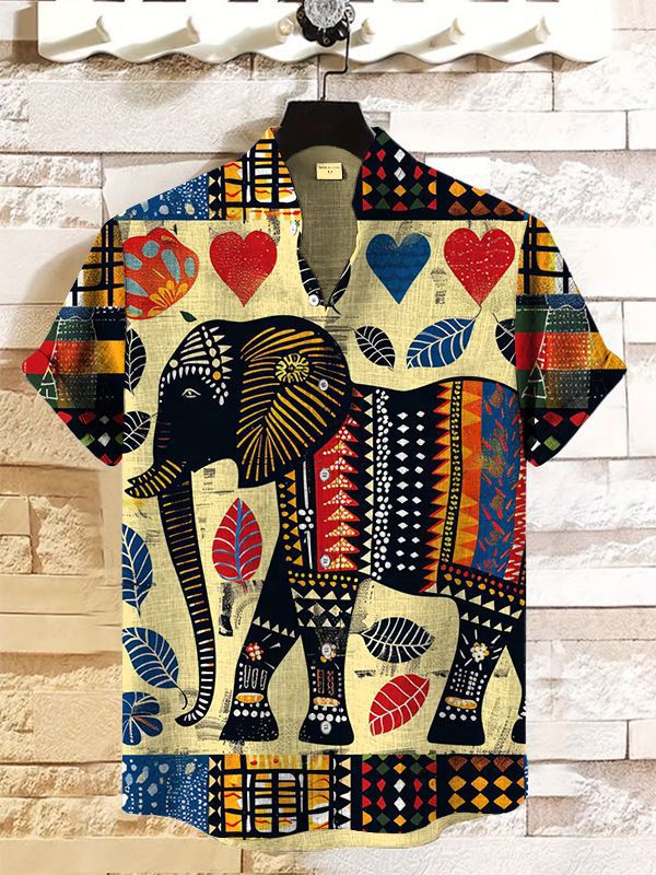 Men's Retro Ethnic Tribal Short Sleeve Shirt