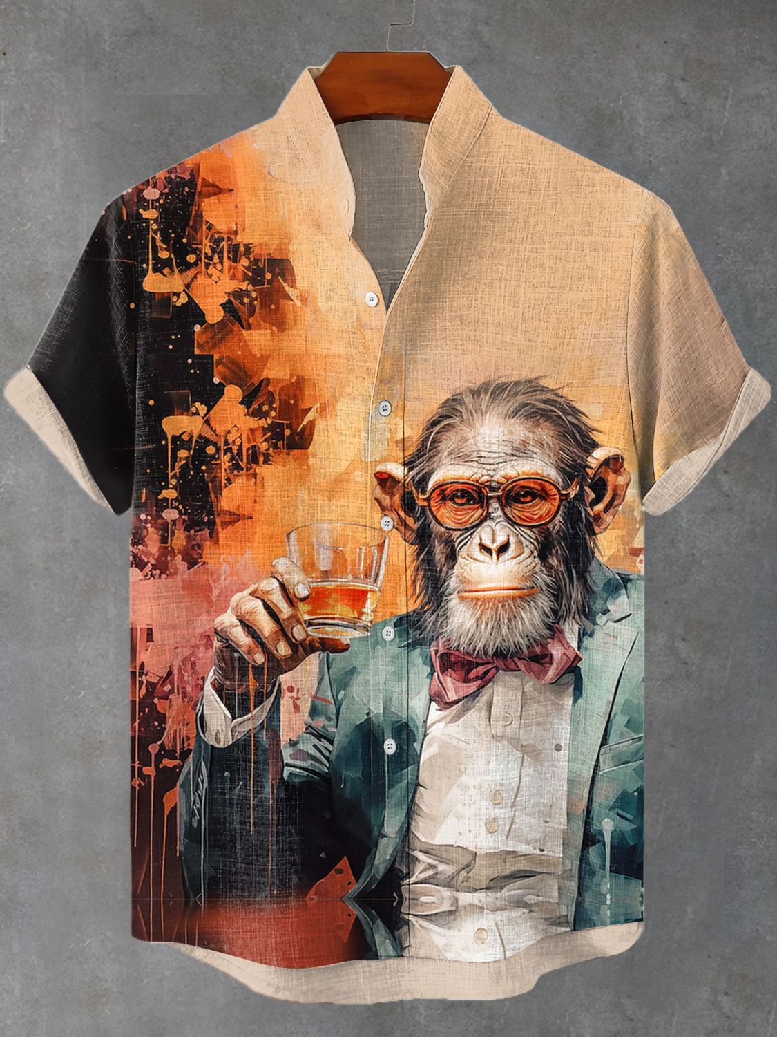 Stylish gorilla graphic print short sleeve shirt