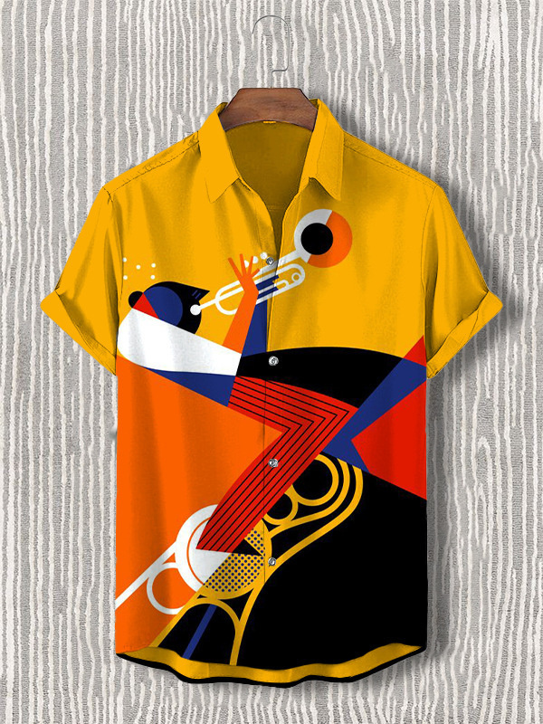 Men's Musical Art Casual Short Sleeve Shirt