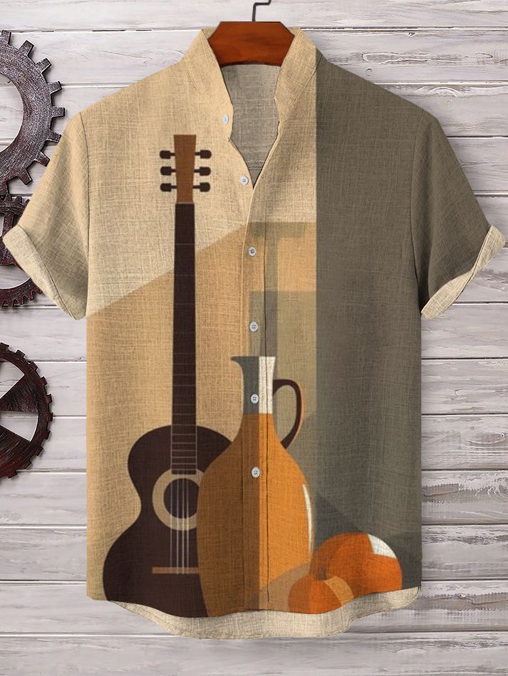 Stylish Blue Print Cotton Linen Shirt