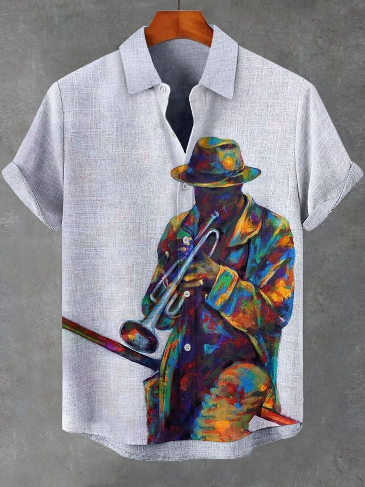Men's Musical Art Casual Short Sleeve Shirt
