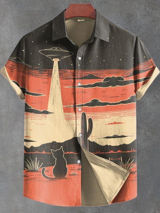 Men's Hawaiian Fun Little Yellow Duck Holiday Casual Short Sleeve Shir