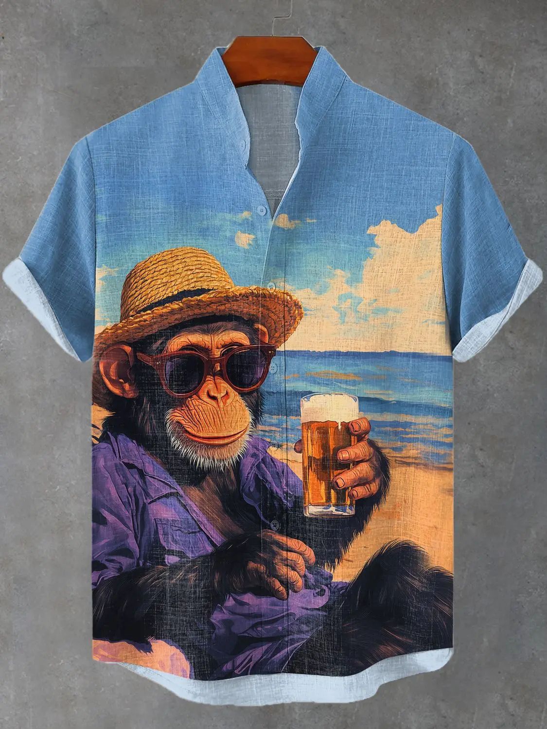 Men's Hawaiian Orangutan Animal Graphic Art Print Shirt