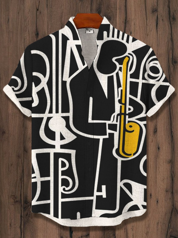 Men's Musical Art Casual Short Sleeve Shirt