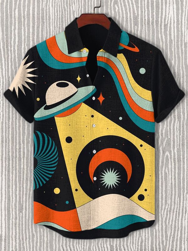 Men's Spaceship Short Sleeve Shirt